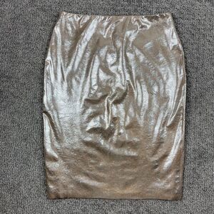 White House Black Market Skirt Womens 2 Pale Dogwood Metallic Pencil Rosegold